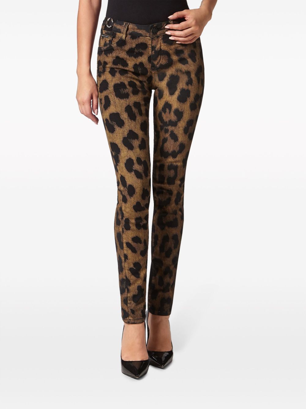 Shop Philipp Plein Leopard-print Super Skinny Jeans In Brown