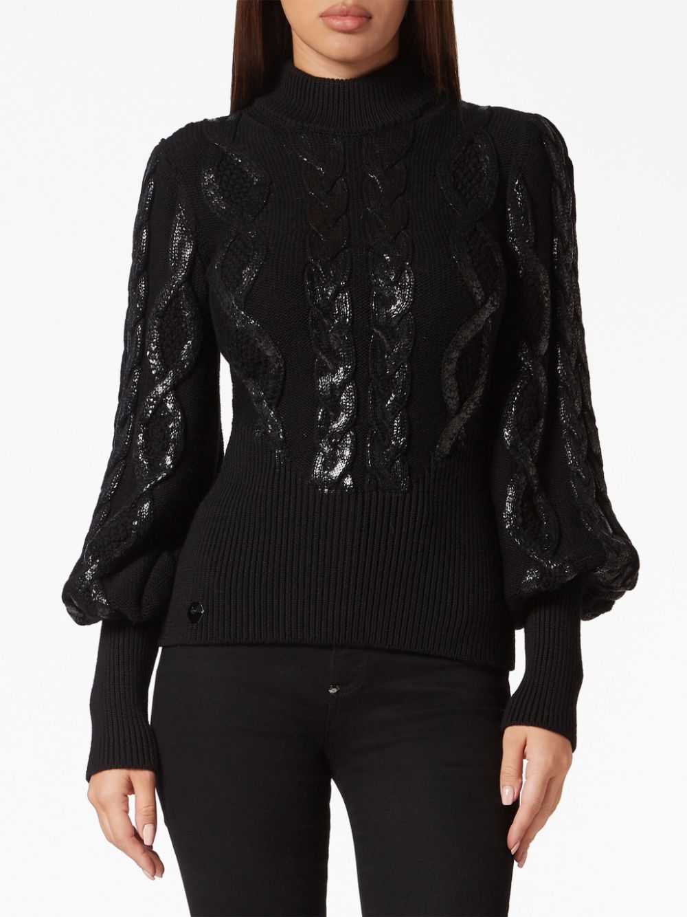 Philipp Plein cable-knit foiled-finish jumper Women