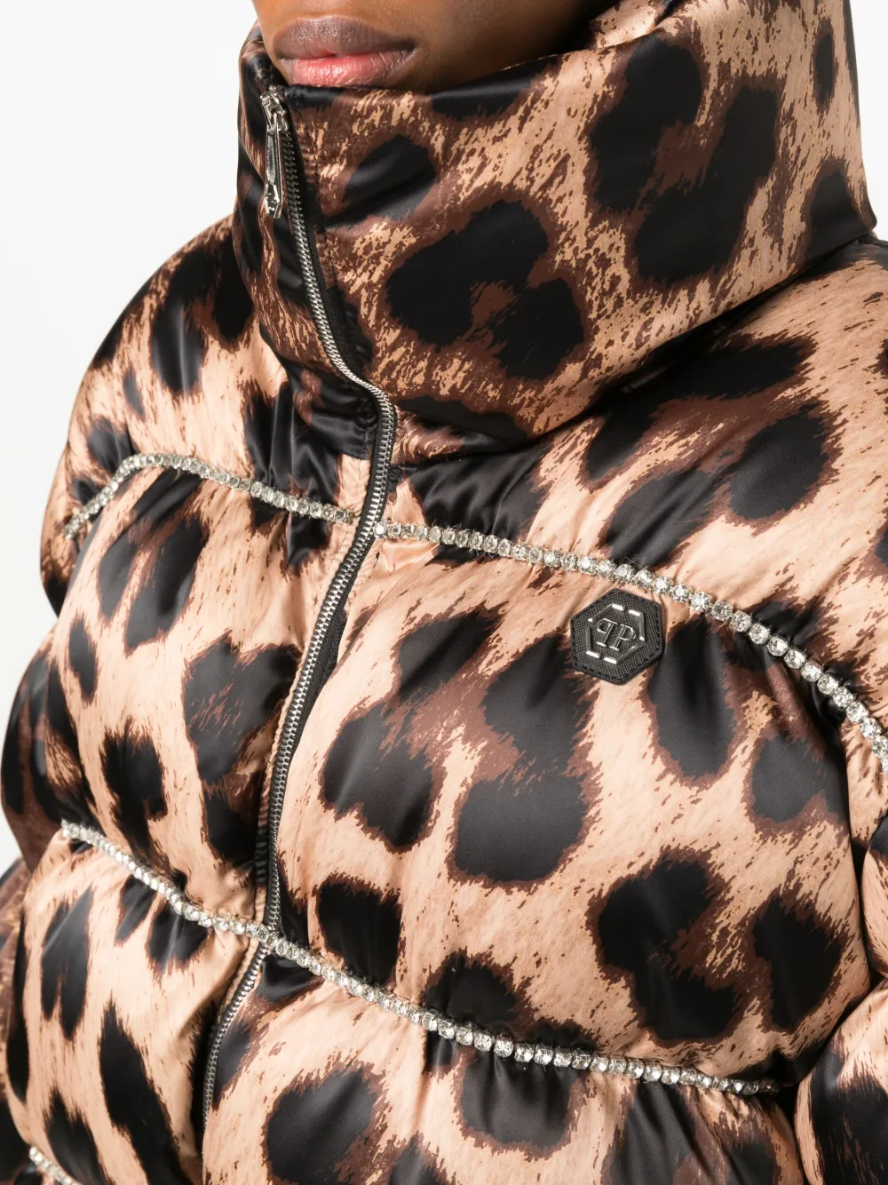 Philipp Plein Leopard-print Puffer Jacket In Neutrals