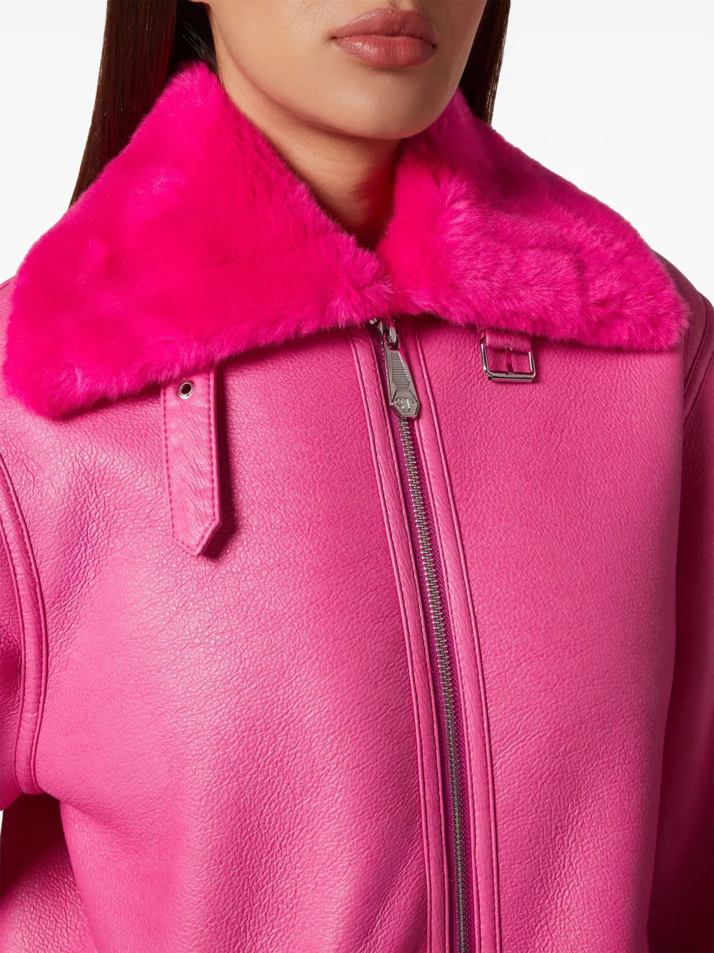 Philipp Plein Eco Mutton Skull&Bones jas Roze