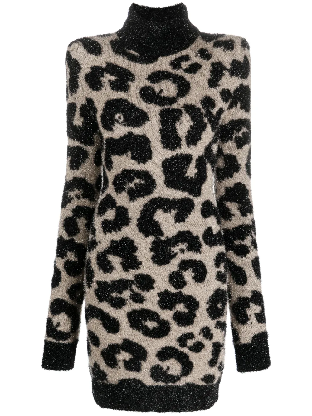 Philipp Plein shoulder-pads leopard-print dress | Black | Image 1