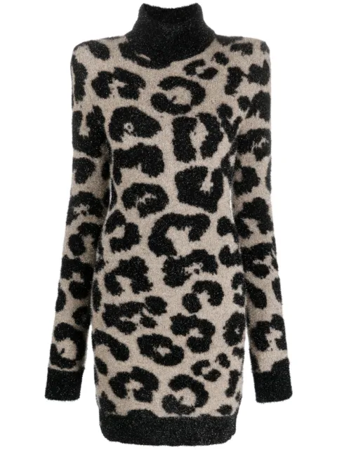 Philipp Plein shoulder-pads leopard-print dress