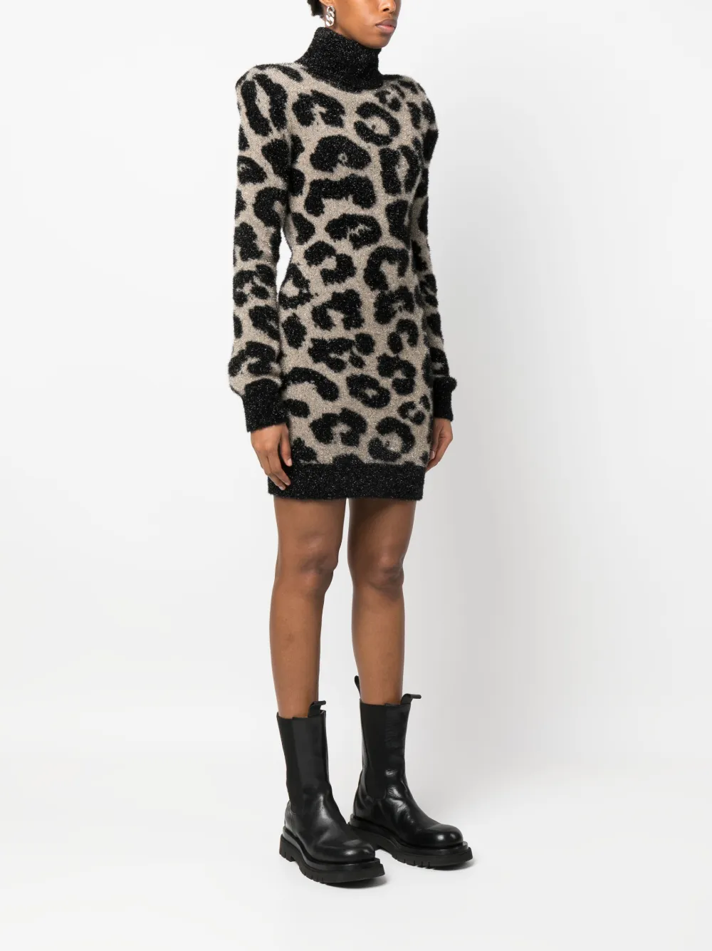 Leopard print outlet turtleneck dress
