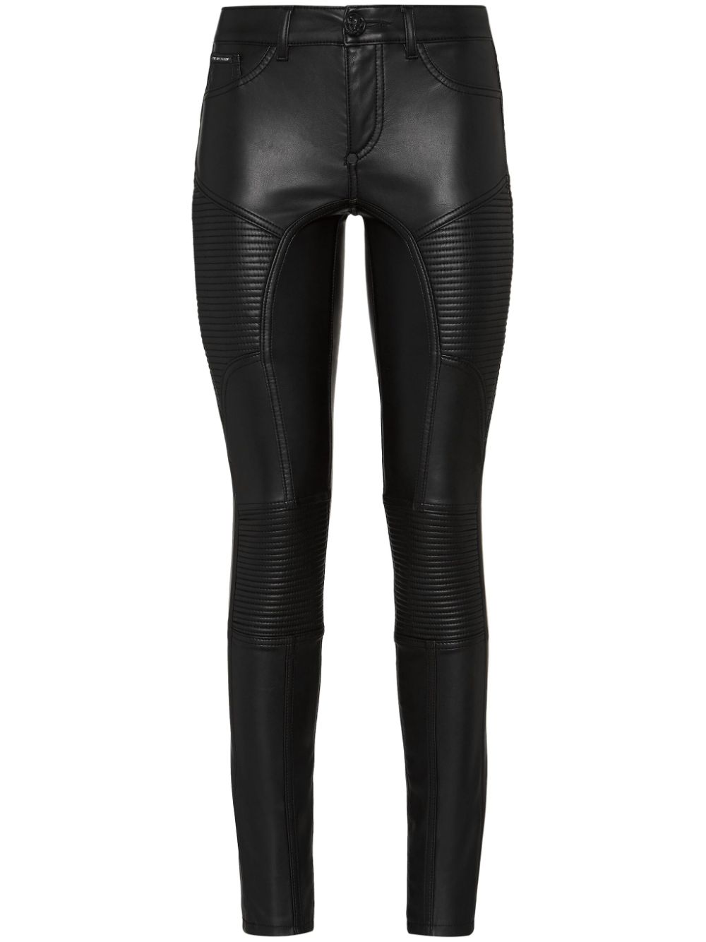 Philipp Plein Quilted Skinny-cut Trousers In Black