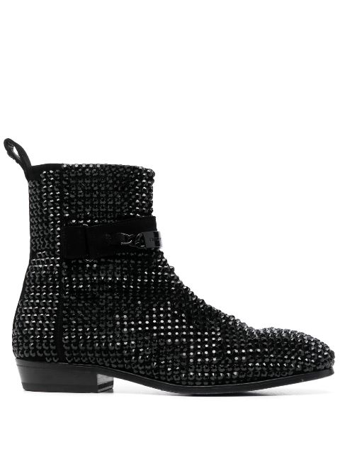 Philipp Plein crystal-embellished suede boots Men