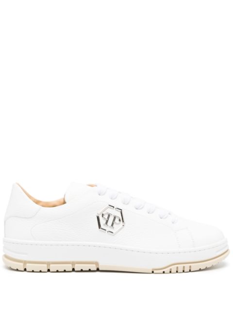 Philipp Plein logo-plaque pebbled leather sneakers Men