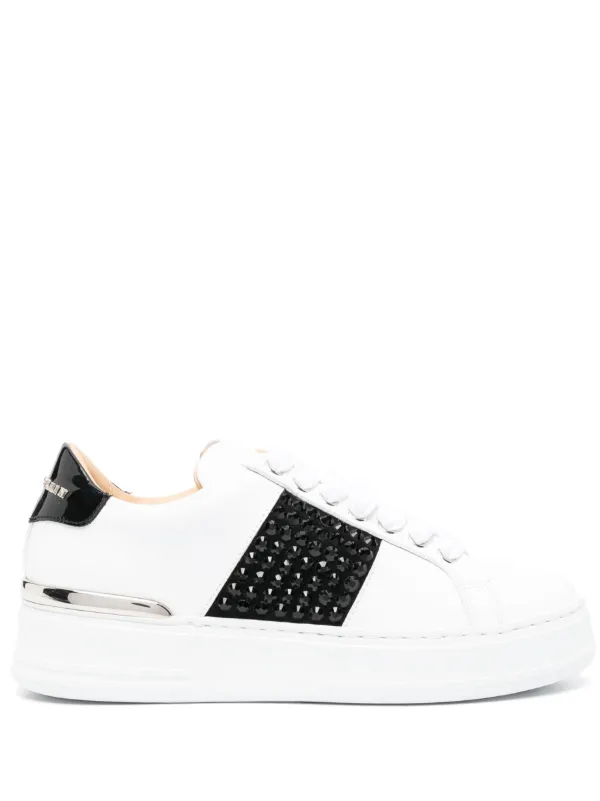 Philipp Plein logo-lettering Leather Sneakers White FARFETCH IN