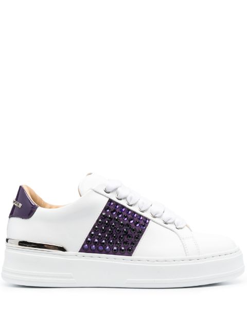 Philipp Plein crystal-embellished low-top leather sneakers Women