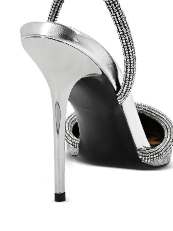 Philipp Plein Glitter Decollete Leather Pumps Silver FARFETCH CA