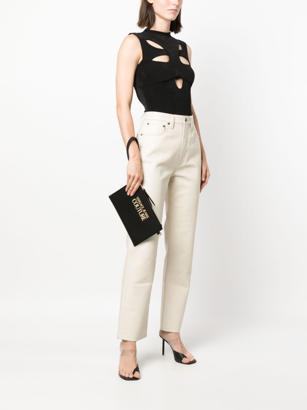 Versace Jeans Couture Clutch met logoplakkaat - Zwart
