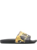 Versace Jeans Couture logo-print open-toe slides - Black