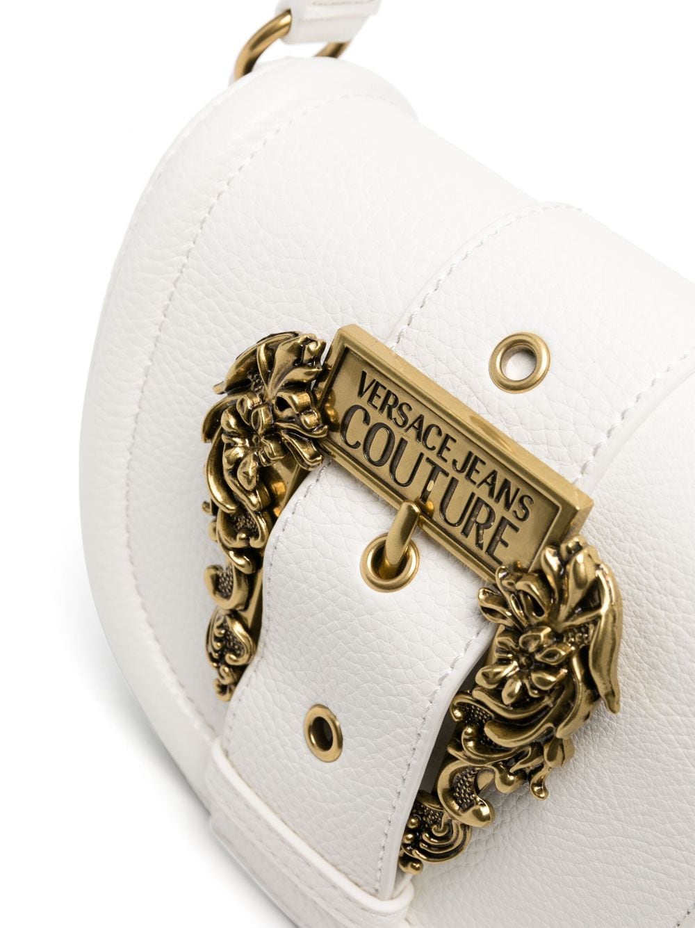 Shop Versace Jeans Couture Baroque-buckle Shoulder Bag In White