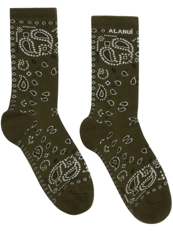タイツ・ソックス ALANUI FW25 'Bandana' socks (LWRA007E25KNI0012542 2542) Bandana Socks in Ruby-Multicolor for Women | Alanui®