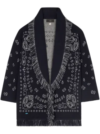 Alanui Bandana Jacquard Cashmere Cardigan | Blue | FARFETCH