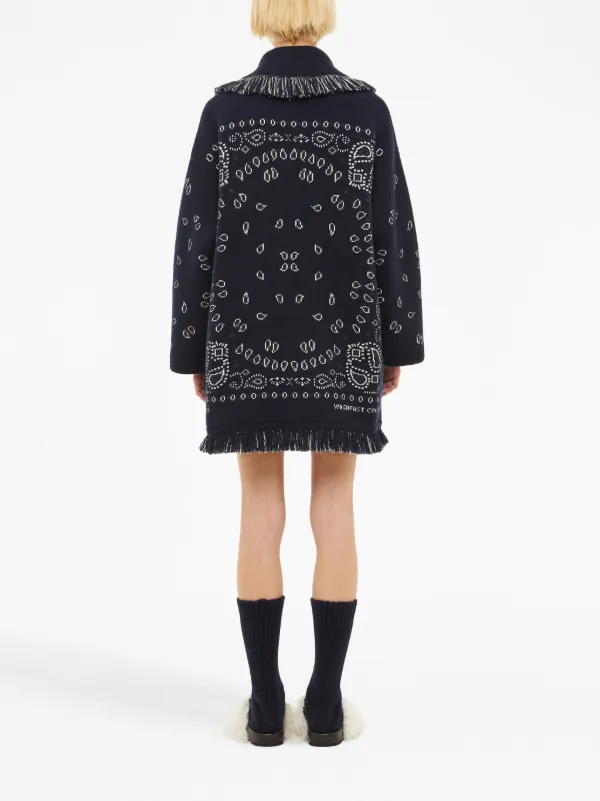 Alanui Bandana Jacquard Cashmere Cardigan | Blue | FARFETCH