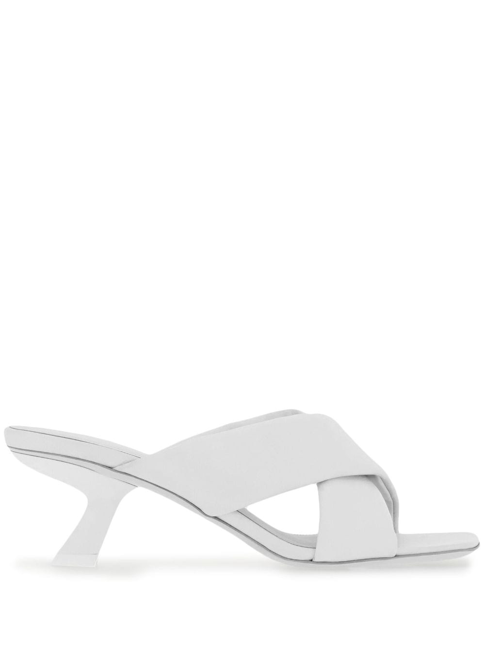 Ferragamo 55mm Crossover-strap Detail Mules In White