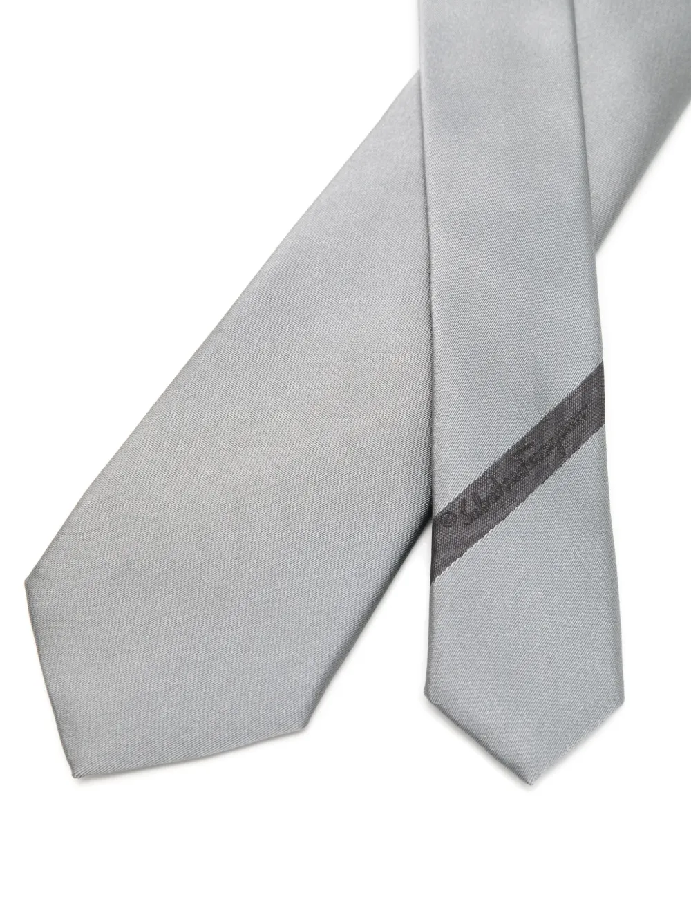 Ferragamo Twill stropdas van zijde-satijn - Grijs