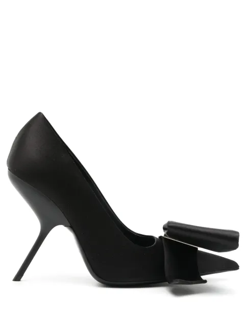 Ferragamo asymmetric bow 105mm silk-satin pumps