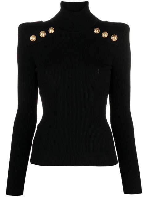 Balmain button-detail high-neck knitted top Women