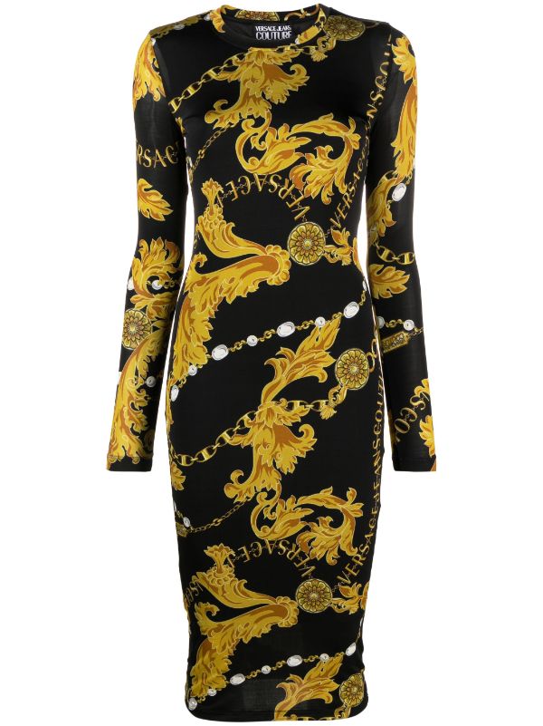 VERSACE, Yellow Women's Midi Dress