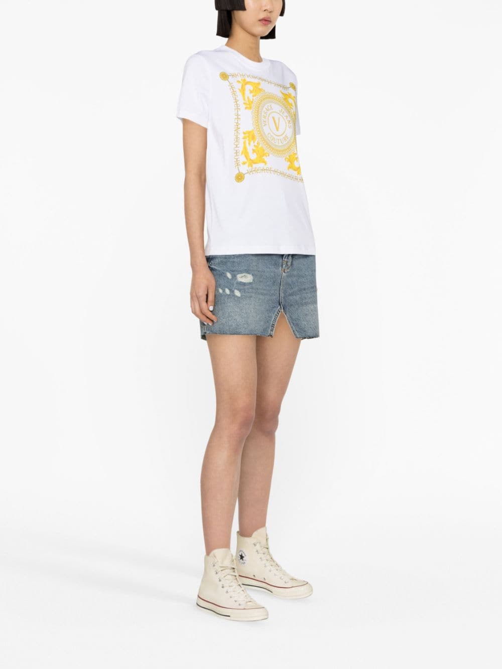 Shop Versace Jeans Couture Logo Couture Print T-shirt In White