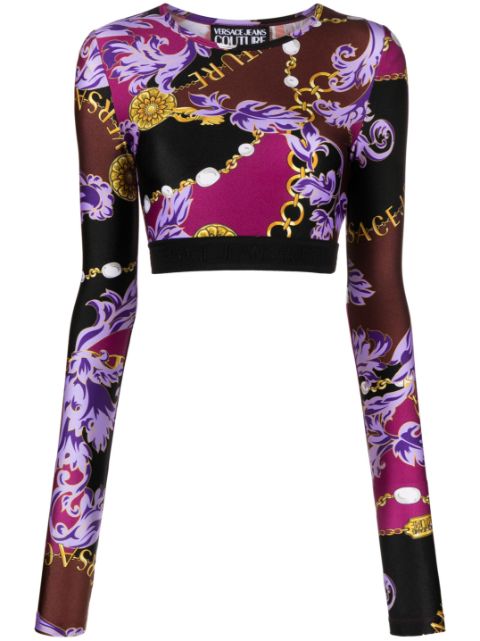 Versace Jeans Couture Barocco print crop top