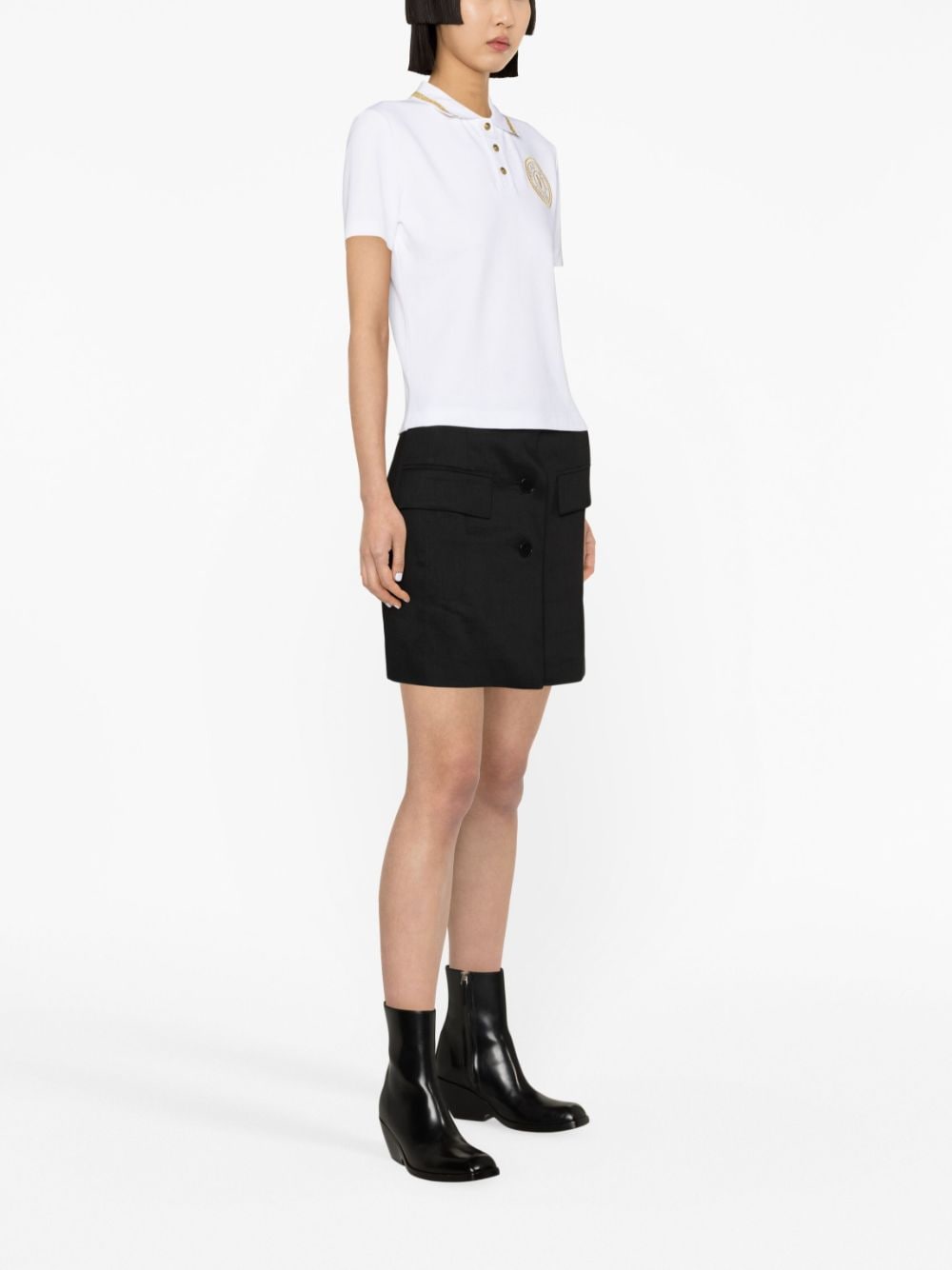 Shop Versace Jeans Couture V-emblem Polo Top In White