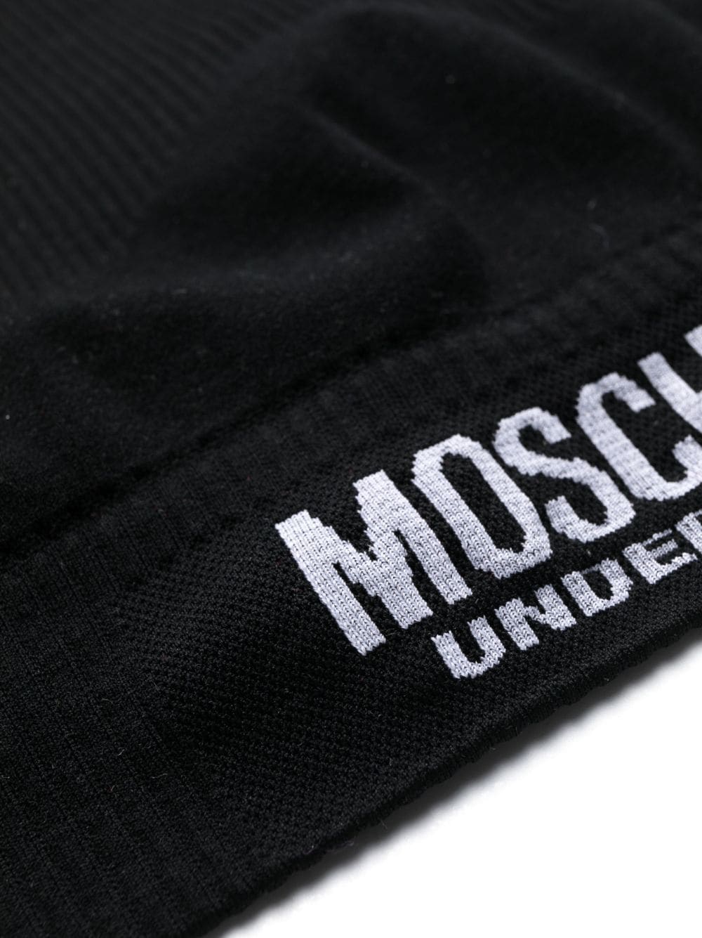 Shop Moschino Intarsia-logo Spaghetti-straps Bra In Black