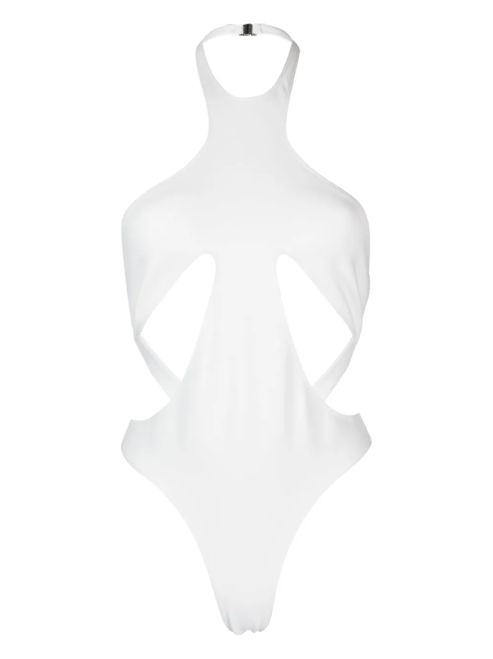 Mugler Halterneck Cut out Swimsuit White FARFETCH AE