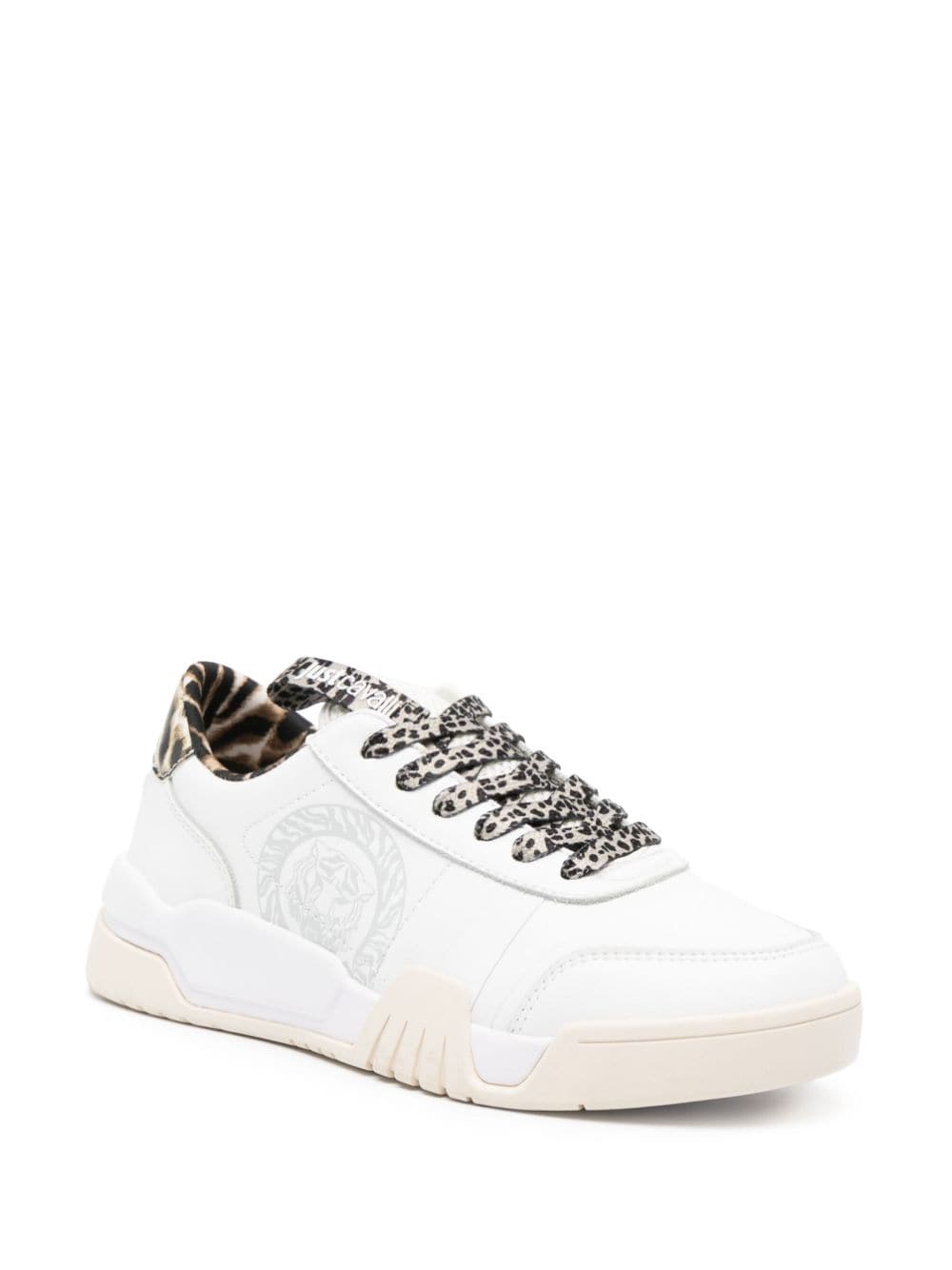 Shop Just Cavalli Tiger Head-motif Low-top Sneakers In White