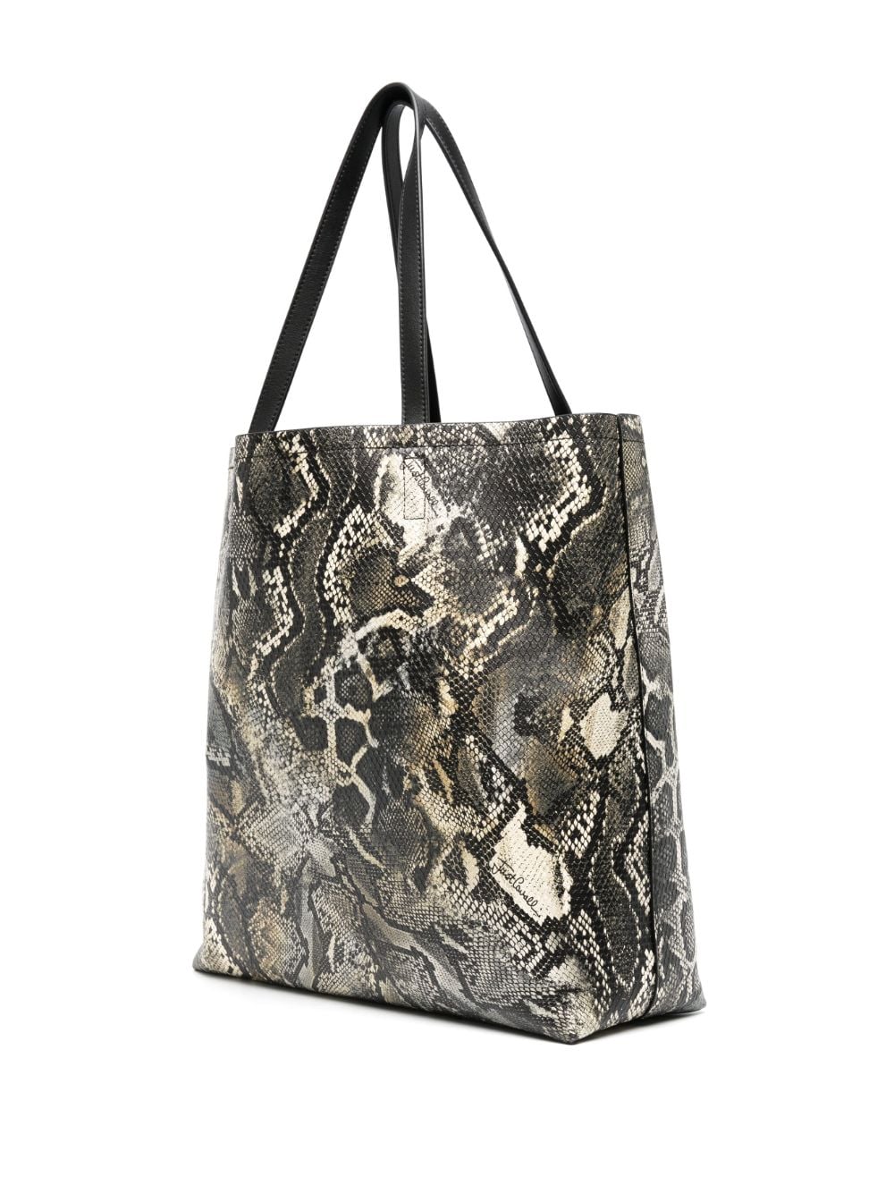 Shop Just Cavalli Logo-print Snakeskin-effect Tote Bag In Neutrals