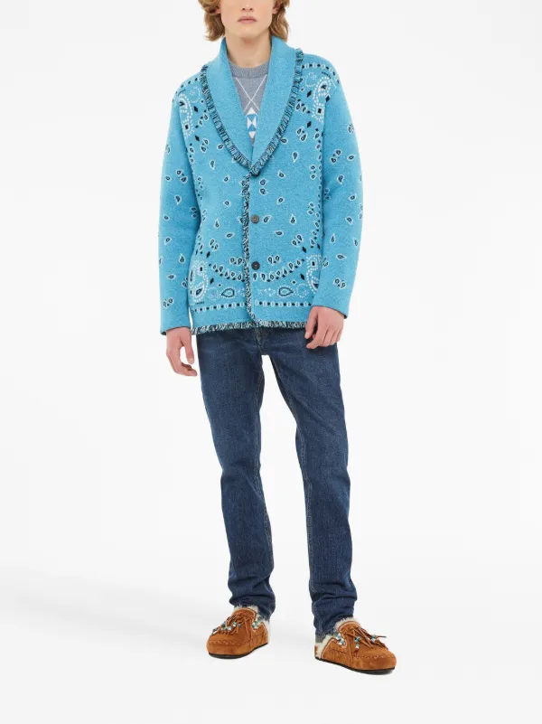 ALANUI 売れ筋商品|||アラヌイ カーディガン アウター レディース Cardigans Blue Alanui Geometric Roots Cardigan | Blue | FARFETCH