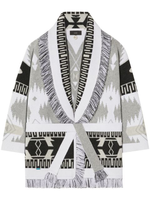 Alanui Icon fringed cashmere-jacquard cardigan Women