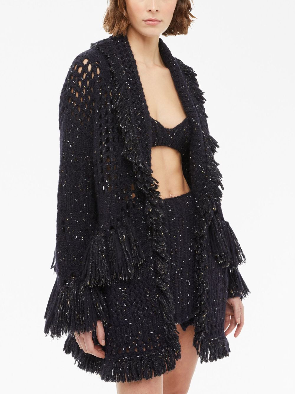 Shop Alanui The Astral Speckle-knit Cardigan In Black