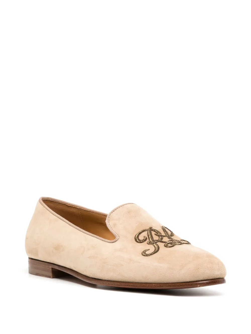 Ralph Lauren Collection logo embroidered Leather Loafers Farfetch