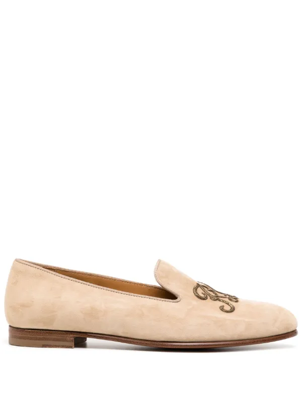Ralph Lauren Collection logo embroidered Leather Loafers Farfetch