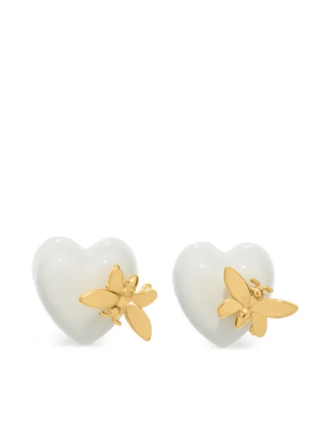 Oscar de la Renta butterfly-charm heart-shaped earrings