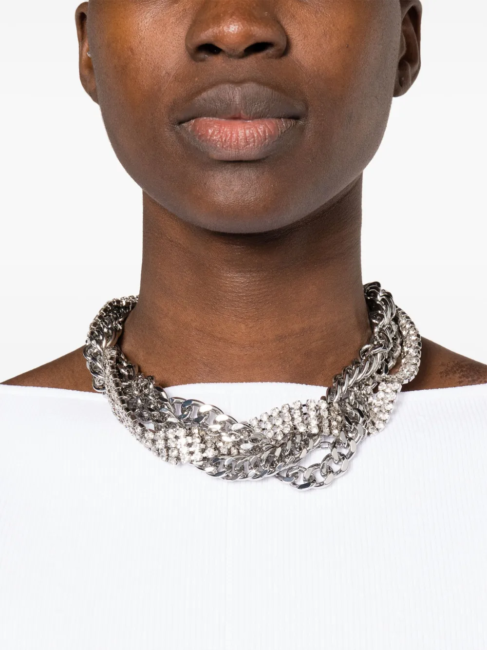 Kenneth Jay Lane rhinestone-embellished layered necklace - Zilver
