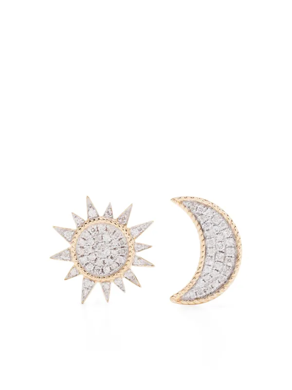 Yvonne Léon 18kt Yellow Gold Soleil & Lune Diamond Stud Earrings