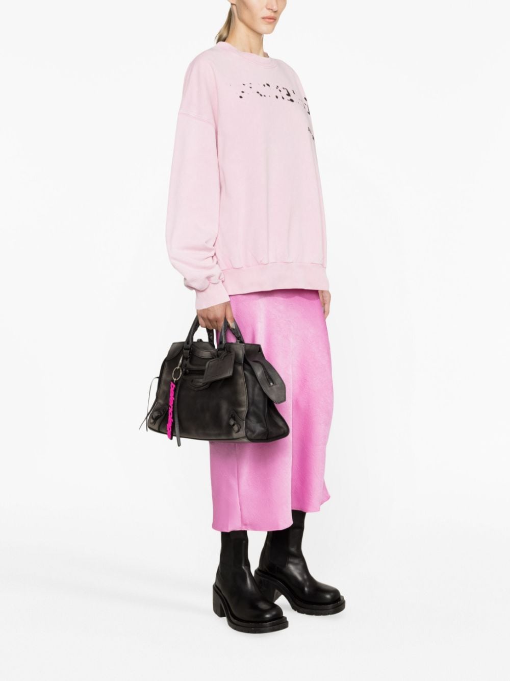Shop Balenciaga Logo-print Sweatshirt In Pink