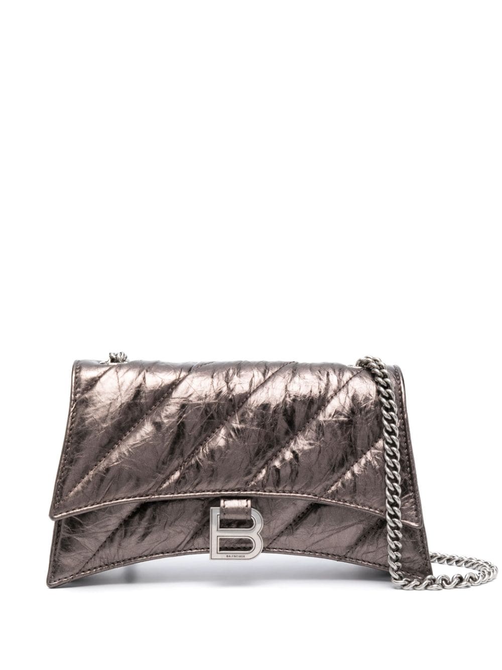 Shop Balenciaga Crush Leather Shoulder Bag In Brown