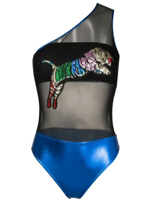 Maillot de bain orné de sequins à une épaule - Brigitte - Modalova