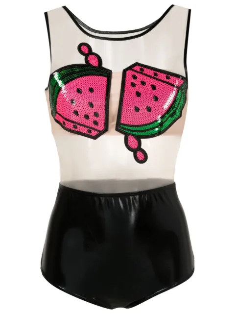 Brigitte sequinned watermelon-print swimsuit