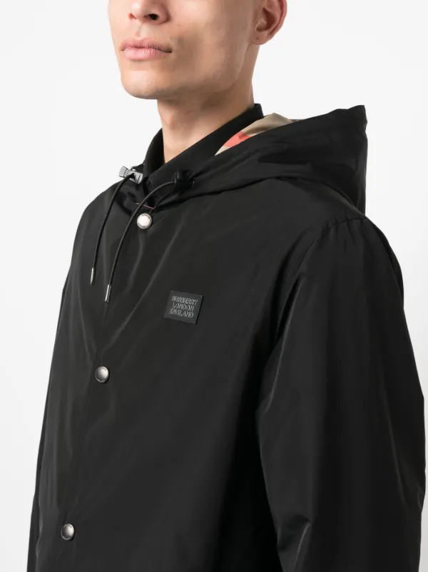 Burberry check-pattern Reversible Hooded Jacket | Black