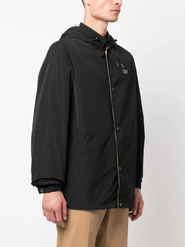 Burberry check-pattern Reversible Hooded Jacket | Black