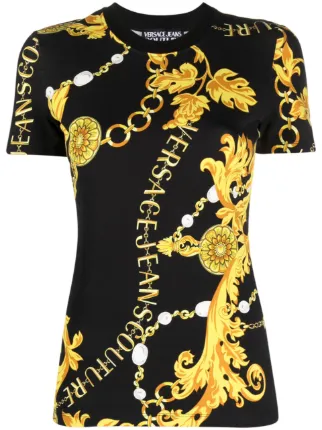 VERSACE JEANS バロックプリント Tシャツ ブラック Versace Jeans Couture バロックプリント Tシャツ | ブラック