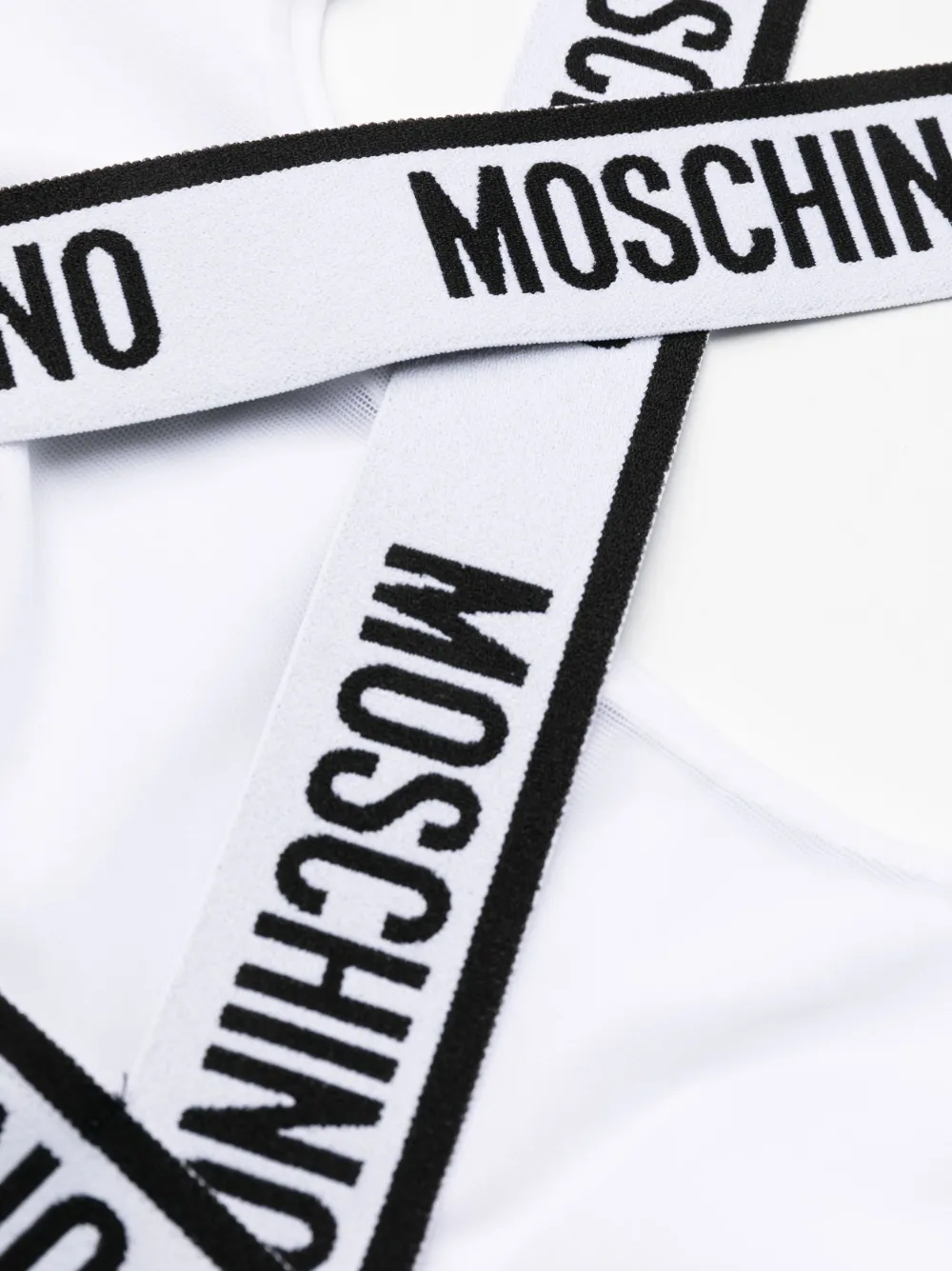Moschino Logo-tape Cotton Bodysuit In Black