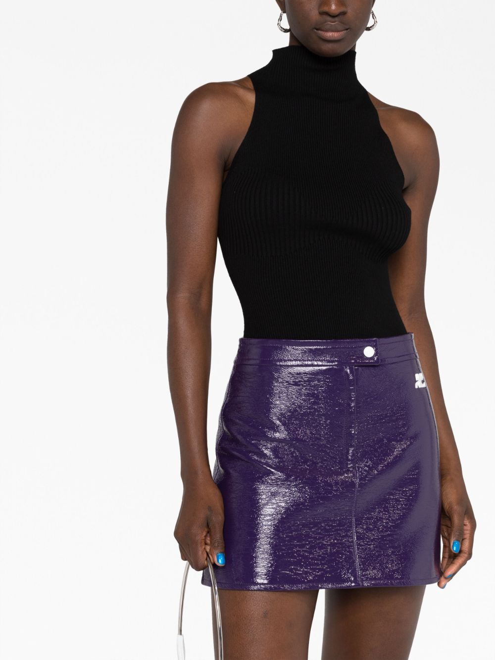 Shop Courrèges Re-edition Vinyl Miniskirt In Purple