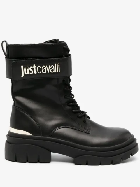 Just Cavalli logo-plaque leather boots