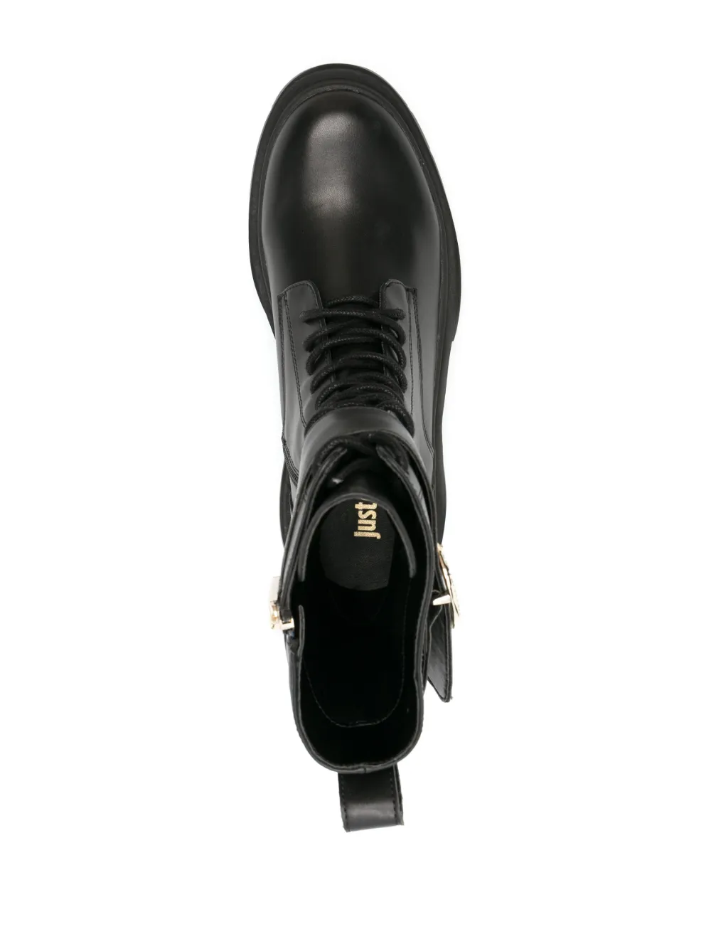 JUST CAVALLI BELTED-ANKLE LEATHER BOOTS